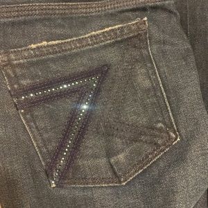 Vintage Y2k Seven for All ManKind Jeans Flynt bootcut 7fam rhinestone sparkle 26